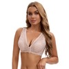 INSPIRE CHIC Women's Deep V Neck Lace Sheer Front Closure Wirefree Tank Back Training Plunge Bras - 4 of 4