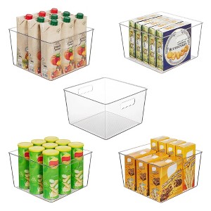 LunaLulinlk 5 Pcs Extra Large Clear Plastic Storage Bins,11x11 Cube Acrylic Organizer Square Containers with Handle - 1 of 4
