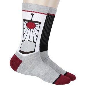 Demon Slayer Men's Tanjiro Kamado Hanafuda Earring Design Athletic Crew Socks - 1 of 4