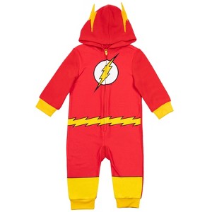 DC Comics Justice League The Flash Superman Batman Zip Up Pajama Coverall - 1 of 4