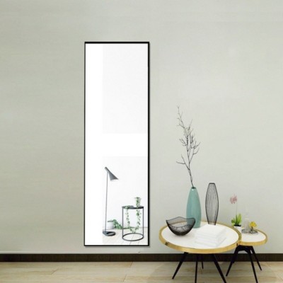 Tempered Mirror 59" X 16" Tall Full Length Mirror With Stand, Black Wall Mounting Full Body Mirror, Metal Frame Full-Length Mirror For Living Room