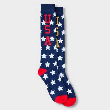 Women's USA Knee High Socks - Navy 4-10