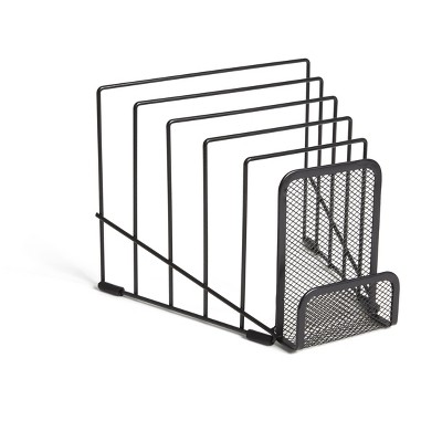 Matte Black 6-Compartment Metal Mesh Letter Holder