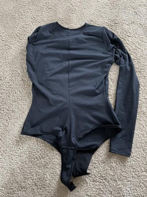 ASSETS by SPANX Women's Lace Trim Thong Bodysuit - Black M