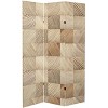 6" Double Sided Pale Wood Pattern Canvas Room Divider Brown - Oriental Furniture: Spruce Frame, Adjustable Partition - 3 of 4