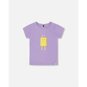 Deux par Deux Girl Organic Cotton Tee Mauve and Yellow Lollipop - 1 of 4