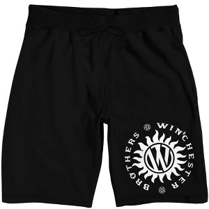 Supernatural Winchester Brothers Men's Black Sleep Pajama Shorts - 1 of 4
