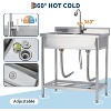 Acekool 2-Compartment Stainless Steel Utility Sink, Double Bowl with 360° Faucet, Storage Shelf, Adjustable Feet for Restaurant & Garage - 3 of 4