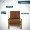 LeisureMod Jefferson Accent Arm Chair Upholstered in Faux Leather with Gold Stainless Steel Frame - 4 of 4