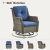 POCASSY Outdoor Rocking Chairs Swivel Chairs Set of 2, All Weather Gray Wicker Rattan 360° Swivel Patio Chair for Balcony, Porch, Pool - 3 of 4