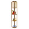 Natural Wood Shelf Floor Lamp with Fabric Shade – Bedroom & Living Room Ready - 3 of 4