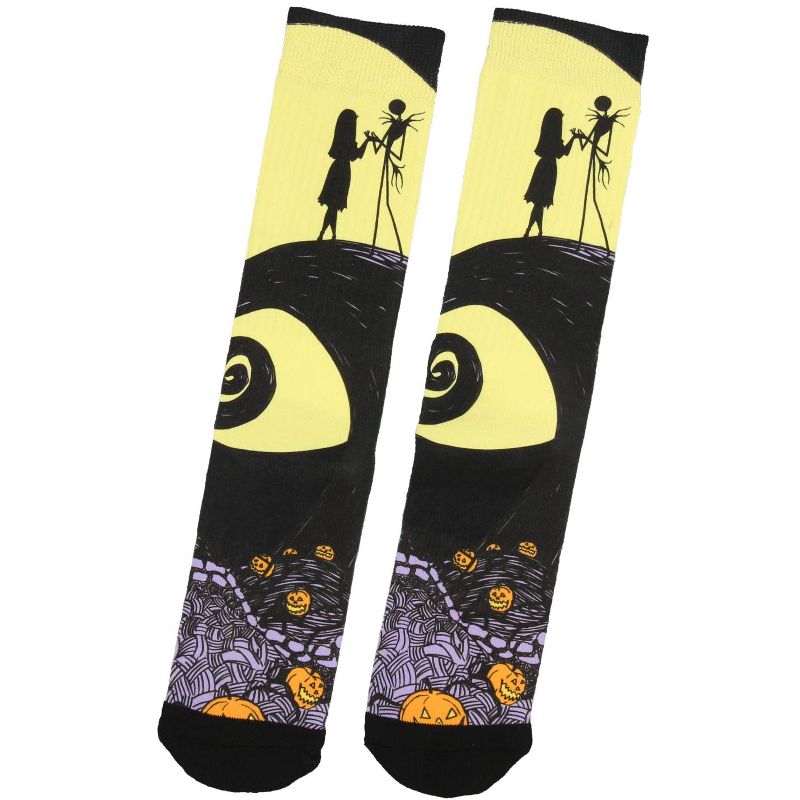 Nightmare Before Christmas Jack Skellington And Sally Adult Crew Socks 1 Pair Multicoloured, 1 of 4