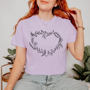 Simply Sage Market Floral Heart Garment Dyed Tee - 1 of 4