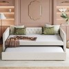Full Size Upholstered Daybed, Tufted Sofa Bed Frame w/Trundle, Corner Day Beds Full for Living Room, Bedroom & Guest Room, No Box Spring Needed Ivory - 3 of 4
