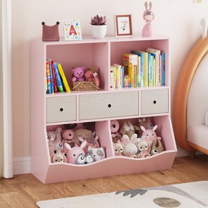 TackView Kids Bookshelf and Bookcase Toy Storage, Storage Cabinet Toy Chest with 4 Cubbies,for Nursery,Bedroom,School - 1 of 4