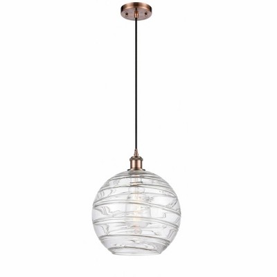 Athens Deco Swirl - 1 Light Cord Hung Mini Pendant In Industrial Style-15 Inches Tall and 12 Inches Wide