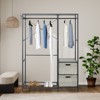 Aortzio Closet Rack With 2 Wicker Drawers And Storage Shelves,Heavy Duty Garment Rack Coat Rack Closet Organizer - 3 of 4