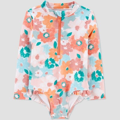 Toddler Girls' Floral Print Long Sleeve One Piece Rash Guard - Just One You® made by carter's