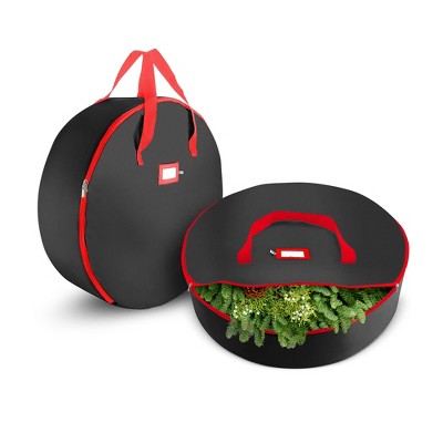 OSTO Christmas Wreath Storage Bag Holder, Tear-Resistant 420D Oxford, Year-Round Artificial Wreaths Storage Protection 2-Pack