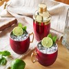 Twine Red Moscow Mule Mug and Cocktail Shaker Gift Set, Holiday Barware Gifts, Cobbler Shaker, Mule Mugs, Red, Gold, Stainless Steel - image 2 of 4