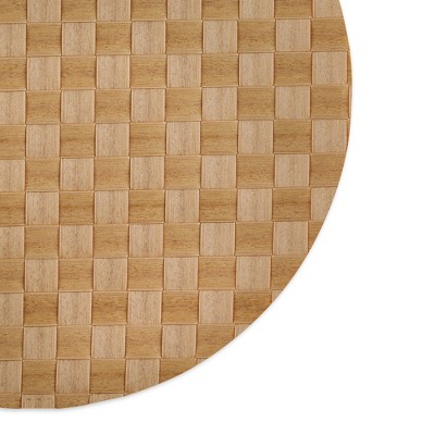 Natural Basketweave Round Woven Leather Placemats, Set of 4