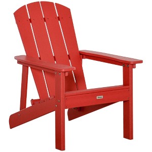 Outsunny Plastic Adirondack Chair, Outdoor Fire Pit Seating HDPE Lounger Chair with High Back and Wide Seat for Patio, Backyard, Garden - 1 of 4