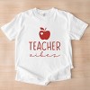 Simply Sage Market Teacher Vibes Cursive Apple Garment Dyed Tee - L - White - 3 of 4