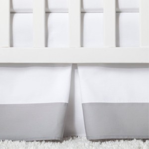 Crib Skirt Pleated - Cloud Island Gray, White Gray
