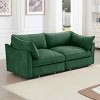2-Seater Sofa with Pull-Out Storage Drawers, Sofa with Crescent Armrests and Piped Edge, Upholstered Chenille Sofa with Cushion-Coolbibila - 3 of 4