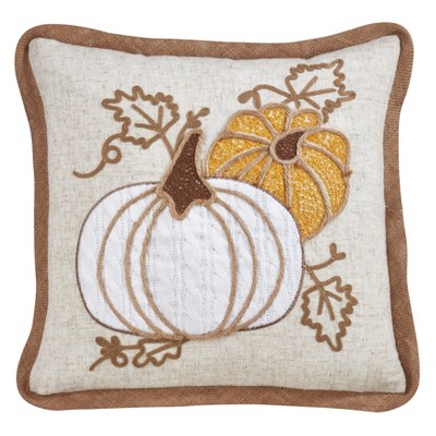 Saro Lifestyle Applique Knit Pumpkin Pillow - Poly Filled, 16