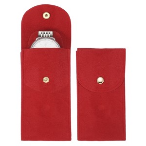 Unique Bargains Thick Velvet Watch Jewelry Storage Bags 5.1" x 2.8" 2 Pcs - 1 of 4