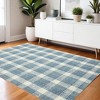 Blue And Ivory Wool Plaid Hand Tufted Area Rug - 2 of 4