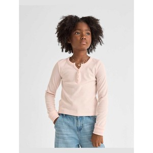 The Children's Place Girls Long Sleeve Sueded Rib Henley Top - 1 of 4