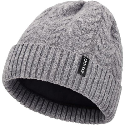 ZUPPAD Adult General Sizing Cable Beanie Hat for Men Women,Large Knit with Fleece Lining,Winter Ski Hats for Cold Weather Hats XX Large 1 Pack