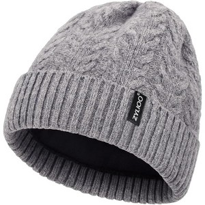 ZUPPAD Adult General Sizing Cable Beanie Hat for Men Women,Large Knit with Fleece Lining,Winter Ski Hats for Cold Weather Hats XX Large 1 Pack - 1 of 4