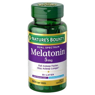 Nature's Bounty Dual Spectrum Bi-Layer Melatonin Dietary Supplement Tablets - 60ct