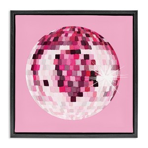 Stupell Industries Dazzling Pink Disco Ball Floating Frame Canvas Art, Black, 25" x 25" - 1 of 4