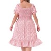 Agnes Orinda Women's Plus Size Smock Ruffle Short Sleeve Floral Flared Flowy Dresses - 4 of 4