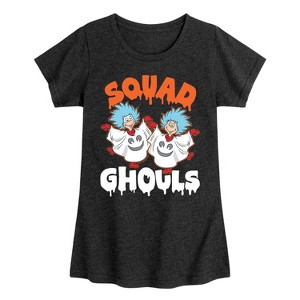 Girls' - Dr. Seuss - Squad Ghouls Thing 1 and Thing 2 Fitted Short Sleeve Graphic T-Shirt - 1 of 4