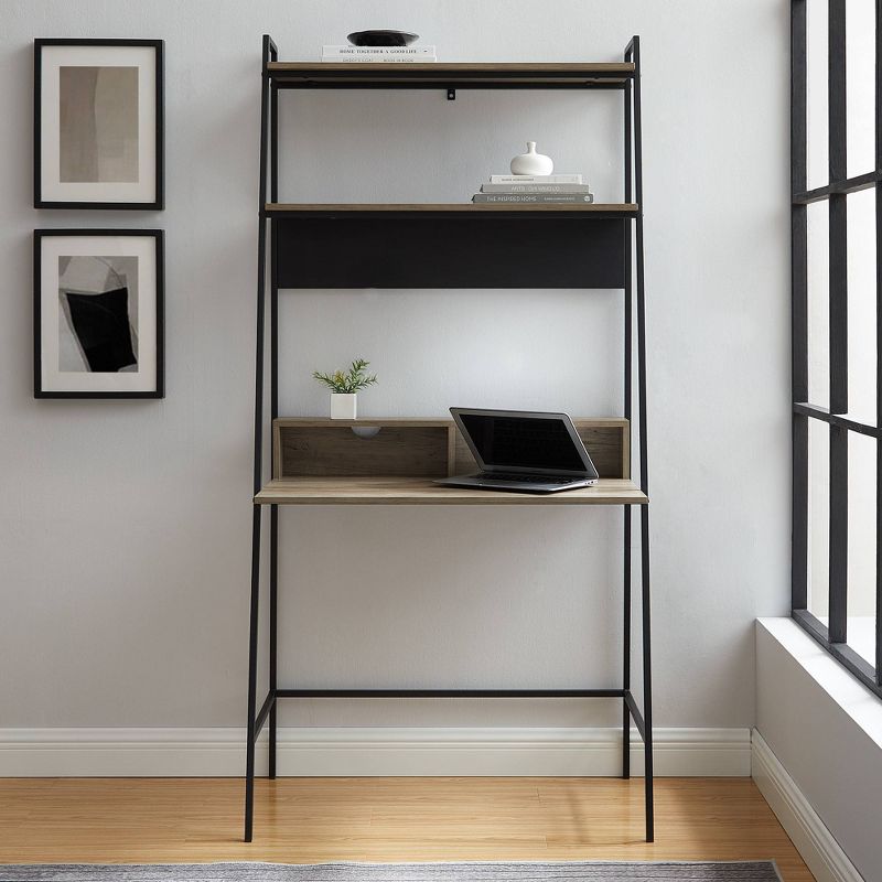 36" Writing Desk with Open Storage Ladder Bookshelf - Saracina Home, 5 of 11