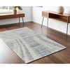 Ivory Gray and Blue Abstract Hand Knotted Worn Faded Area Rug - 2 of 4