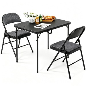 【室内利用のみ】Kermit Wide Table Costway 3'/6' Portable Folding Plastic Table with Chairs Set of 2