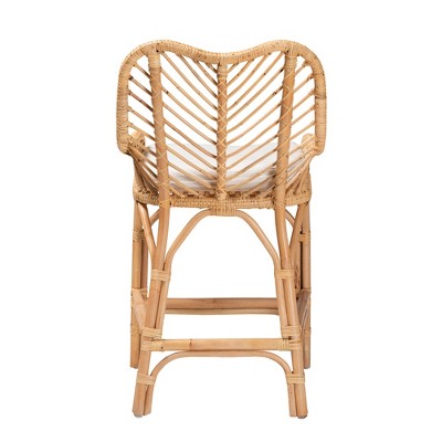 Arween Handcrafted Natural Brown Rattan Bohemian Counter Stool