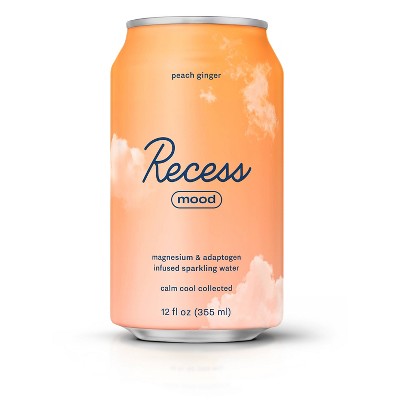 Recess Mood Peach Ginger Sparkling Water with Magnesium L-Threonate - 12 fl oz Can