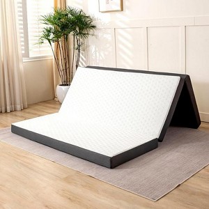Vipbear tri-Fold Memory Foam Mattress, 3 Inch Folding Mattress Queen with Washable Cover, Storage Bag & Non-Slip Bottom, Camping, Guest Room,White - 1 of 4