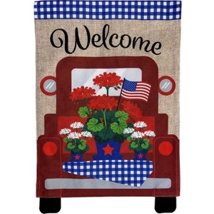 Red Truck Burlap Patriotic House Flag 28" x 40" Briarwood Lane - 1 of 4