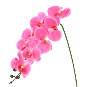 Unique Bargains Artificial Orchid Flowers Nine-headed Large Faux Phalaenopsis Silk Bouquets Real Touch 37 Inch - 1 of 4