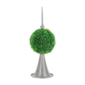 DSVIMOY Faux Boxwood Topiary Sphere on Metal Spire, Faux Plants for Home Garden Office Store Decoration, Green, 7"*7"*17" - 1 of 4