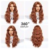 Jessie's Wig Copper Ginger Long Curly Straight Synthetic Wigs for Women Water Wave With Bangs Heat Resistant Cosplay party 24 Inch - 4 of 4