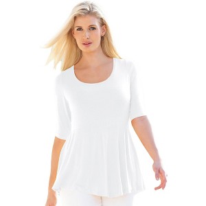 Jessica London Women's Plus Size Stretch Cotton Peplum Tunic - 1 of 4